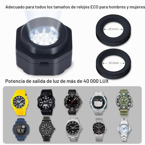 Cargador para reloj solar CoolFire premium con tecnología Tipo C y sin UV 3