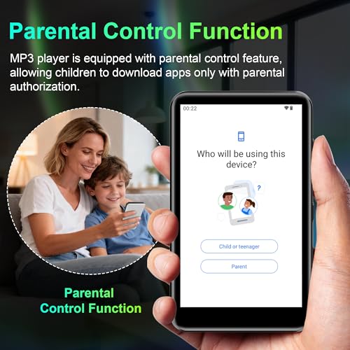 Image of D08 MP3 Player with Bluetooth and WiFi, SWOFY 32GB MP3 & MP4 Players with 4 inch Touchscreen HD Speaker,Android 13 Music Players w /Spotify Kids,Pandora, Audible, Amazon Music, Play Store, FM Radio Black
