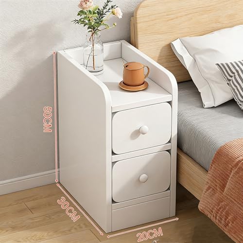 SLEEPHEAD®Multi-Functional Nightstand, Double Storage Drawers, 20cm widthMini Storage Cabinet, Simple Bedside Cabinet, Suitable for Bedroom, Next to The Sofa, Living Room