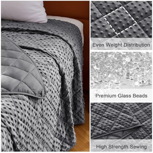 Grey Weighted Blanket for Adults 12lbs, 48"x72", Twin Full Size Cooling Minky Heavy Throw Blanket for 110-130lbs, Soft Winter Thick Big Blankets Weighted Comforter Gift for Sleeping