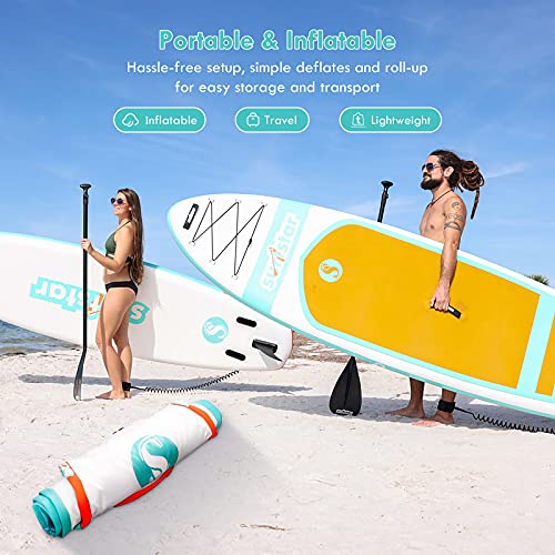 Surfstar Inflatable Paddle Board, Stand Up Paddle Boards For Adults, 10’6’’X33’’X6” Paddleboard Lightweight Sup With Premium Ankle Leash, Paddle, Dual Action Pump, Backpack, Waterproof Bag And Fin #TOP4