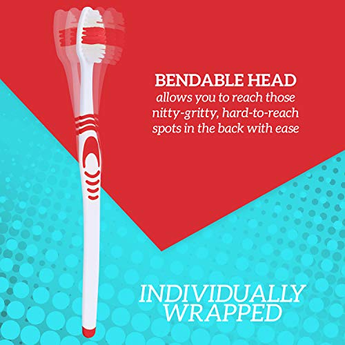 25 Bulk Zahnbürsten-Set, einzeln verpackt, manuelle Einweg-Reise-Zahnbürsten-Set für Erwachsene oder Kinder, hergestellt mit einem mittelweichen, großen Kopf, mehrfarbig, für Reisen – Bild 7