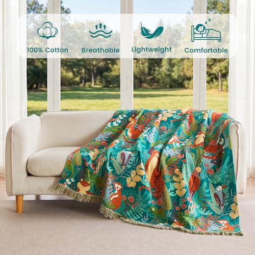 Image of MSGKV Throw Blanket 60 inchx80 inch Cotton Tiger Twin Blanket for Couch Sofa Bed