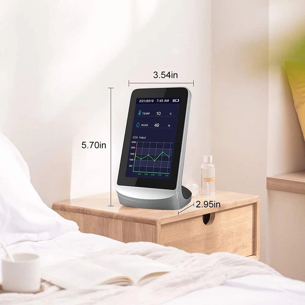 Analizador De Calidad del Aire De CO2, Detector De Dióxido De Carbono, Medidor De Temperatura Y Humedad, Multifuncional, Batería Incorporada De 3000 MAh