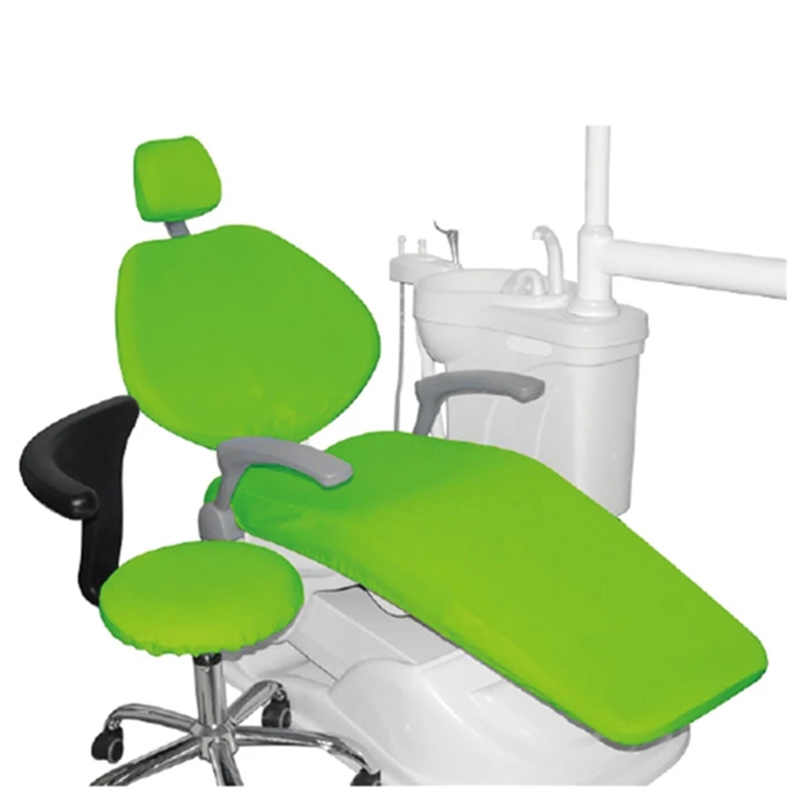 KHASCBNF Full Coverage Chair Cover 1set Dental Chair Seat Cover Unit Elastic Washable Thicken Protective Dentist Stool Backrest Pillow Case Set(Green)