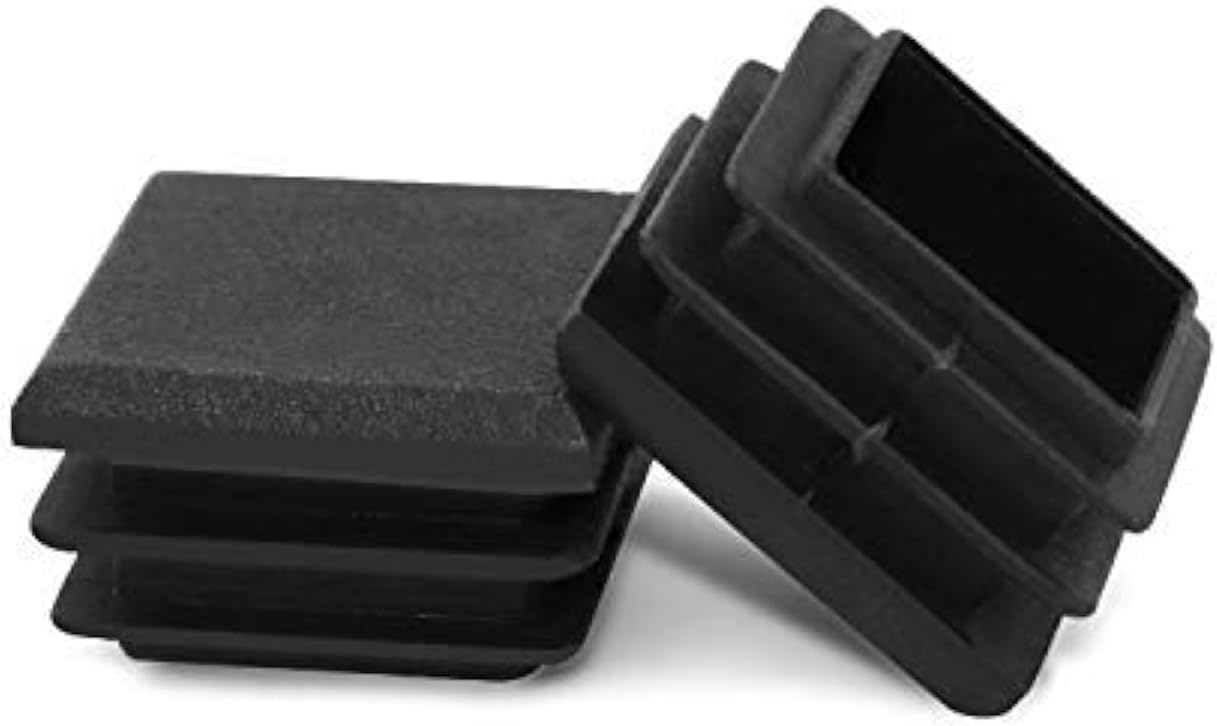 QWORK Square Plastic End Caps, Inner Plugs Square Ribbed Tube for Tables Desks Chairs Bed Furniture Foot Plug Steel Pipe Cover, 1” x 1” / 25 x 25mm, 20 PCS
