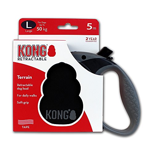 Coleira retrátil para cães Alcott Kong Terrain, grande, preta, 4,8 m de comprimento