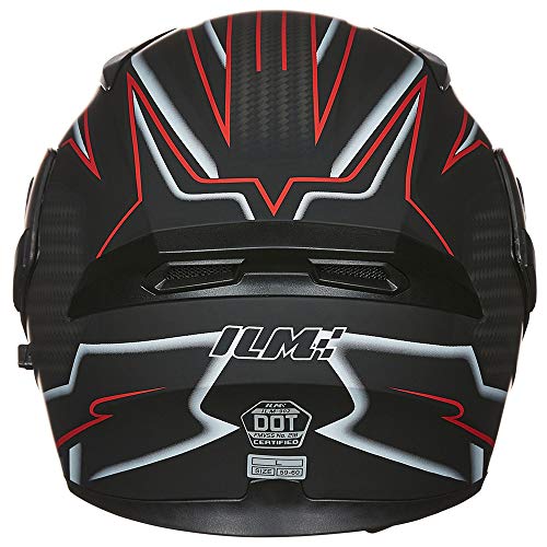 Ilm Motorcycle Dual Visor Flip Up Modular Full Face Helmet Dot 6 Colors Model 902 (L, Black Red) #TOP5