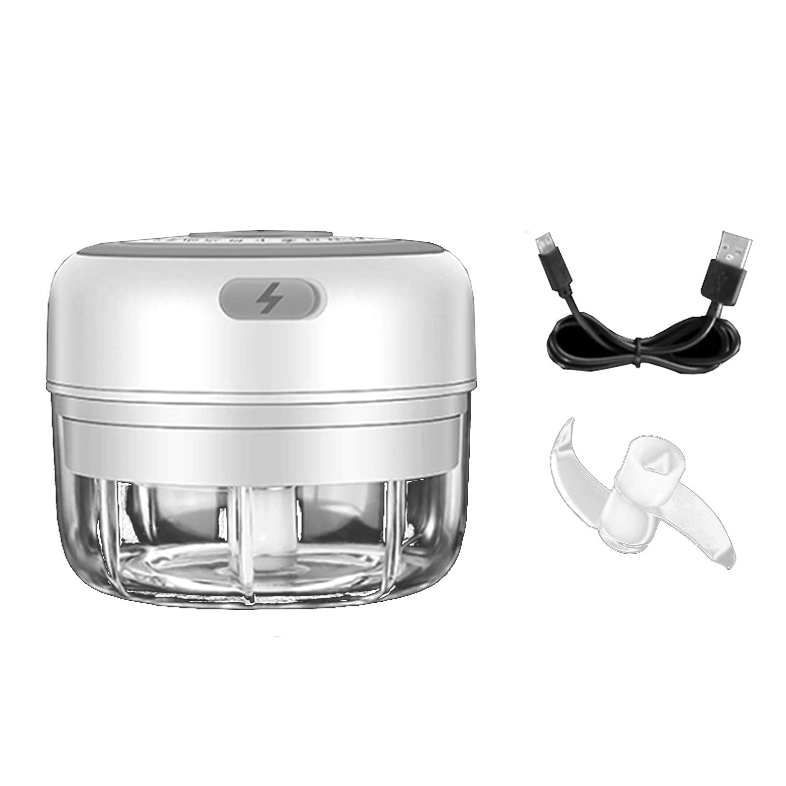 CJCSM Picadora de Alimentos portátil, Mini picadora de ajo eléctrica inalámbrica, Picadora de Corte de Alimentos con Carga USB, Picadora de ajo para Verduras Frutas Nueces Pimienta Cebolla