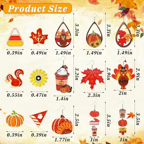 6-16 Pairs Halloween Thanksgiving Fall Christmas Earrings for Women,Holiday Dangle Drop Earring and Studs Earring Bulk for Woman,Holiday Jewelry Gifts for Women and Teens2
