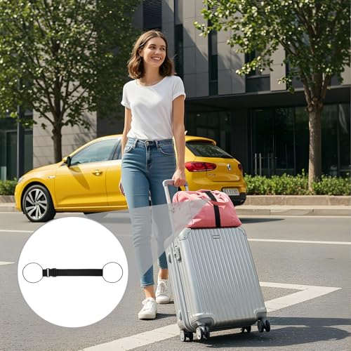 Image of 4 Pack Suitcase Strap,Luggage Straps to Connect Two Suitcases, Adjustable Elastic Luggages Strap to Connect Two Suitcases, Durable and Lightweight Travels Accessories, Black