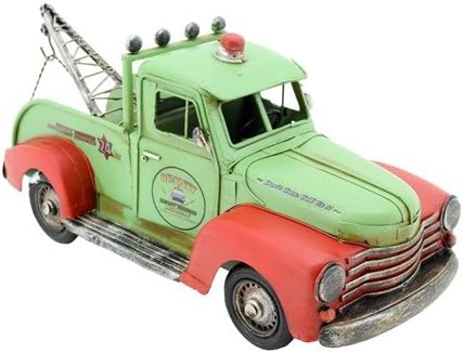 Zaer Ltd. Camiones de remolque de metal de 13 pulgadas de largo estilo vintage (verde-rojo)