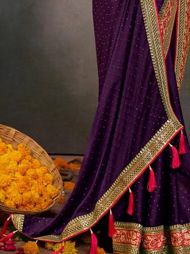 Image of AKHILAM Women's Pink Satin Silk Embroidered Saree with Unstitched Blouse Piece (SANCHI3001 SUM Parent)