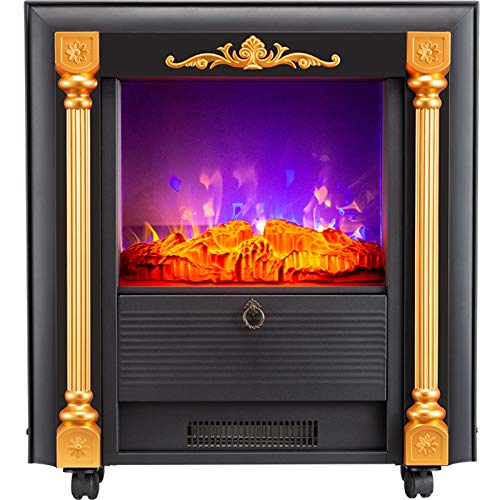 Elektrische Kaminheizung Elektro-Kamin, tragbare Elektroherd Heizung mit Realistic LED Log Feuer Flamme Effekt, regelbarem Thermostat,