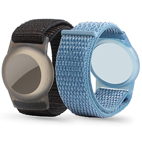Image of typecase AirTag Wristbands for Kids, TPU Holders with Nylon Straps, 2 Pack | 360 Full Coverage Protection, Lightweight Stretch Fit, Fits Toddlers to Seniors, AirTag Not Included