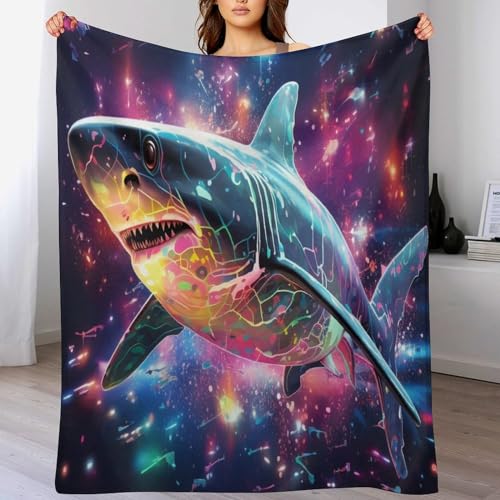 Couverture requin en flanelle plaid doux 150x200 cm pour lit et canapé
