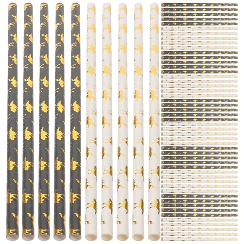 Milisten 100 pcs Pitillos Desechables de Papel Dorado