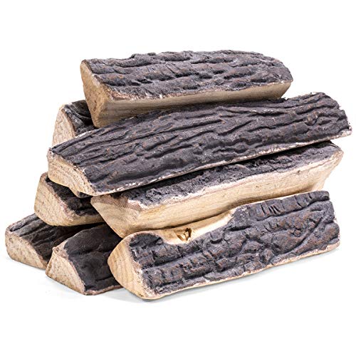 Barton 8-Piece Fireplace Decoration Ceramic Logs Wood Fire Place Log Gas Realistic Logs