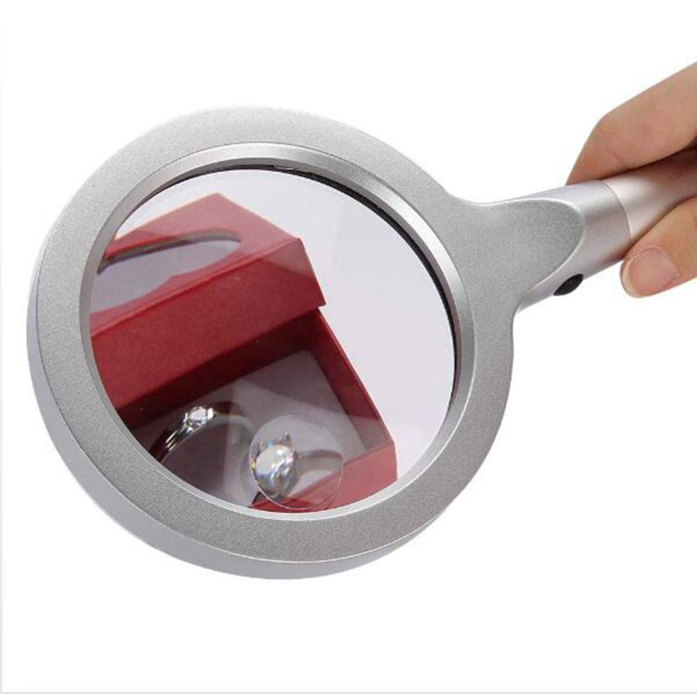 Lupa con 12 Luces LED de Mano Lente de 10x 20x Lupa iluminada para Lectura reparación y Manualidades Jewea/A
