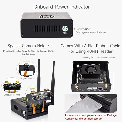 Image of Waveshare Aluminum Alloy Case for Jetson Orin, with Camera Holder, Mini-Computer Case, Compatible with Jetson Orin Nano Super Developer Kit /Orin Nano and Jetson Orin NX Kits
