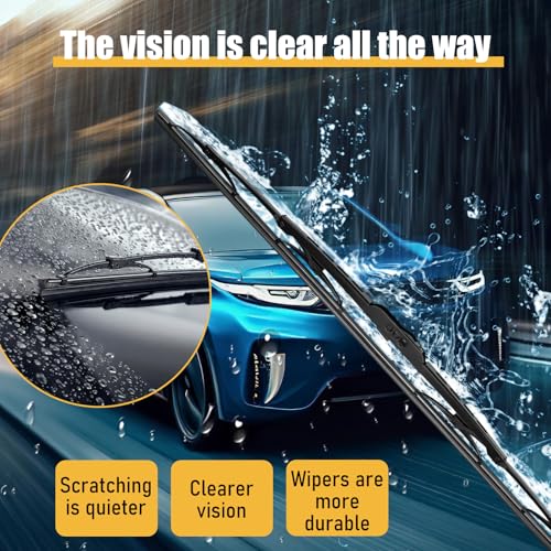 Image of BBTO 16 Pack Wiper Blades 24 Inch Silicone Windshield Wipers | All Season, Durable, Automotive Replacement Wiper Blades, Driver Passenger Side Compatible, for Car Front Windshield U /J Hook