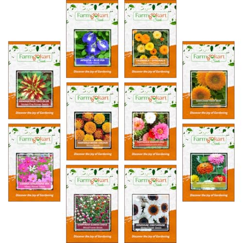 Image of Pack of 10 Varaties ~ Summer Season Home Gardening Flower Seeds Collection - (Silver Collection)