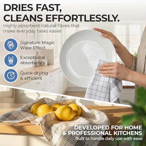 MagicWipe® Premium Cotton Tea Towels, Thick 220 GSM (50x70cm), Tea towel for kitchen, Highly Absorbent, Lint-Free, Durable, Machine Washable & Reusable Kitchen Towels, Catering Quality (5) - Image 4