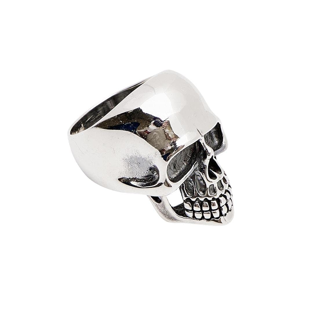 Treasure Bay Anillo de motociclista de plata de ley 925 con diseño de calavera de esqueleto pesado para hombre, anillo gótico punk, tamaño: R T W U Y Z