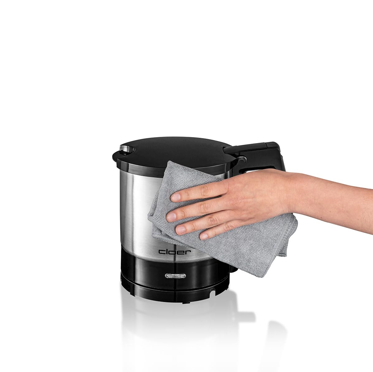 Cloer 4720 Bollitore Elettrico da 1 litro, 2000 W, indicatore del livello dell'acqua interno, protezione contro il surriscaldamento e il funzionamento a secco, nero
