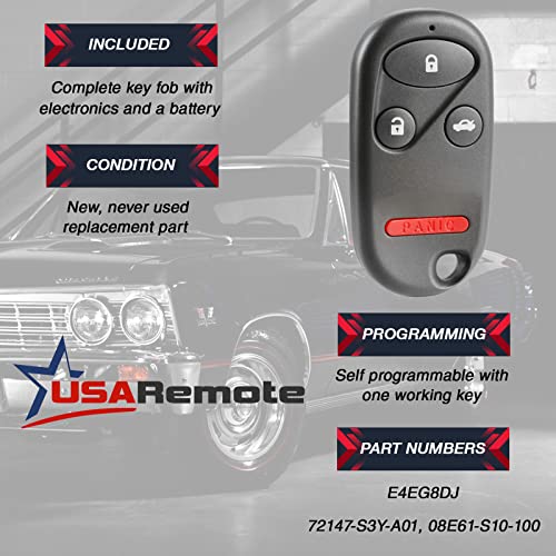 Car Key Fob Keyless Entry Remote fits 1997-2001 Honda CR-V / 2000-2009 Honda S2000 (E4EG8DJ) - Image 4