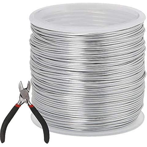 POTUANOT 0.8 mm x 35 m Silver Plated Copper Wire,20 Gauge Craft Wire Jewelry Beading Wire,Jewellery Wire with Pliers for Jewellery Making(Silver) Cover