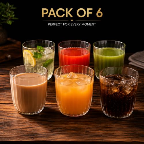 Image of MAGIC SPOON Glass Drinking Glass | Premium Clear Water Juice Tumbler Glasses | Transparent Glass Cups for Water, Juice, Soft Drinks, Milk, Home, Kitchen & Party