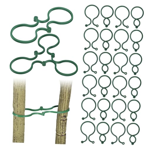 COOPHYA 100個 ガーデニングバックル 植物 直立 を成長させる トレリスクリップ 牡丹 植木鉢 チェリートマト 光を育てる ポット用トマトケージ サポート Green プラスチック