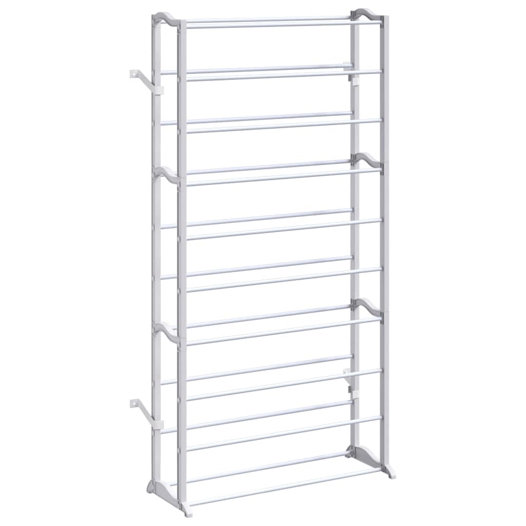 Zapatero de metal de 10 niveles blanco de 140 x 72 x 20 cm para guardar 40 pares