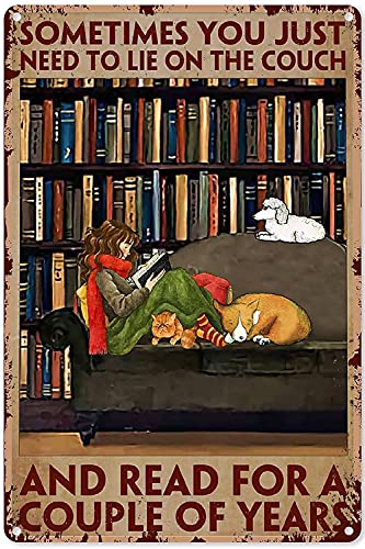 Lettura artistica da parete per bambini segni di libro a volte hai solo bisogno di sdraiarti sul divano leggere per un paio di anni libri d'amore per ragazze retrò cartelli in metallo personalizzati