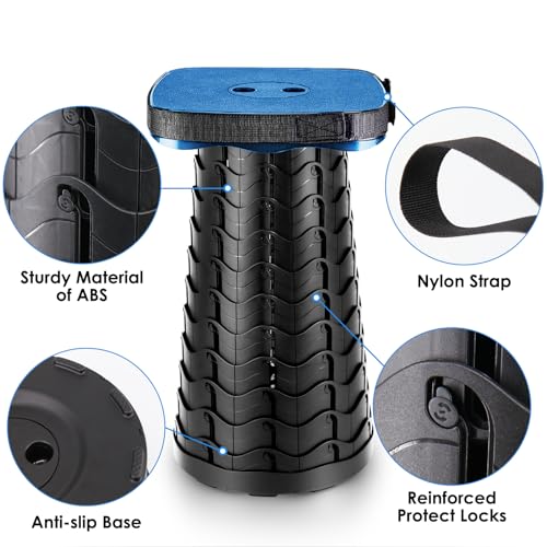 Image of aboutool Collapsible Stool with Soft Removable Cushion & Waterproof Carry Bag - Lightweight Folding Stool, 485lbs Capacity, Portable for Adults, Camping, Fishing, Hiking, Outdoor, Travel