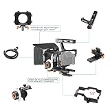 Andoer C500 Camera Rig zestaw ze stopu aluminium z klatką na kamerę, Matte Box+ następuje, Follow Focus+ uchwyt + pręt 15 mm, rejestrator kamery, klatka wideo, zestaw instalacyjny rig film dla