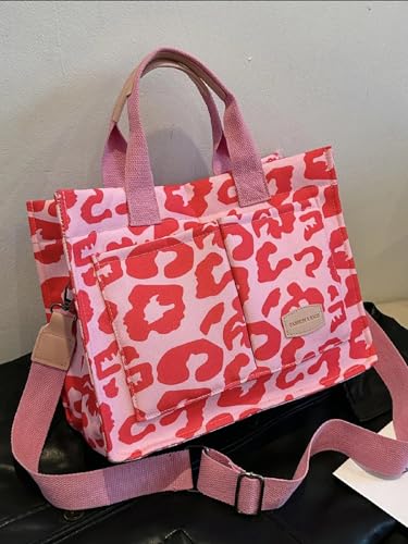 Image of Cherry Tote Bag for Women Canvas Patched Purse Cute Shoulder Bag Multi-Pocket Satchel Handbag for work travel