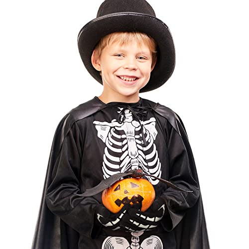 Bencailor 4 Pairs Kids Skeleton Fingerless Gloves Glow in The Dark Luminous Knit Skull Winter Warm Gloves,11-15 Years2