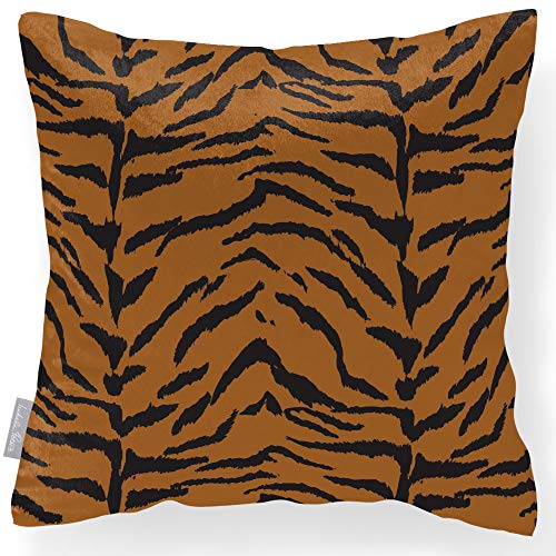 Izabela Peters u00ae Lujoso cojín de terciopelo de diseño con diseño de tigre negro, color bronce y negro