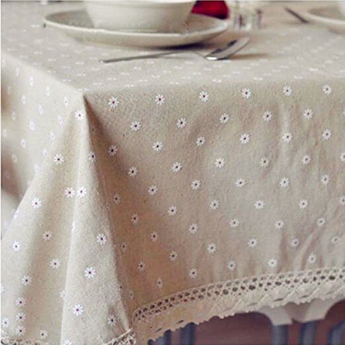 Generic Cotton Linen Dining Table Tablecloth Cover-White Daisy-200cm Generic Cotton Linen Dining Table Tablecloth Cover-White Daisy-200cm