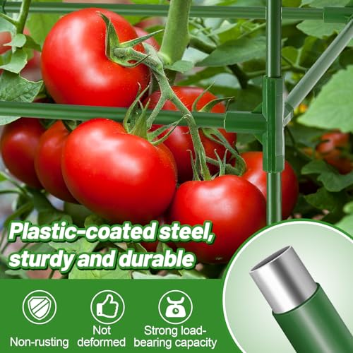 Image of ANPHSIN Sturdy Square Tomato Cage with Movable 17 Gal Grow Bags, 3 Sets