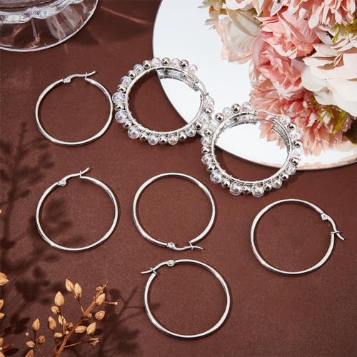 SOFPLATE 1 Box 40mm 60pcs Large Hoop Earring Findings Silver Beading Hoops Stainless Steel Dangle Circle Earring Findings Hoop Earrings Open Earring Hoops For Jewellery Making Supplies Diy Craft - Image 4