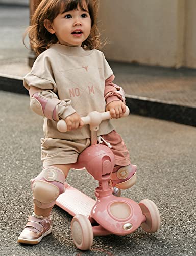 Zoy Zoii 2-In-1 Kick Scooter For Kids,3 Led Light Wheels Toddler Scooter Adjustable Height Handlebars And Removable Seat, Riding Toys For Boys & Girls Aged 3-5-Fantasy Pink #TOP3