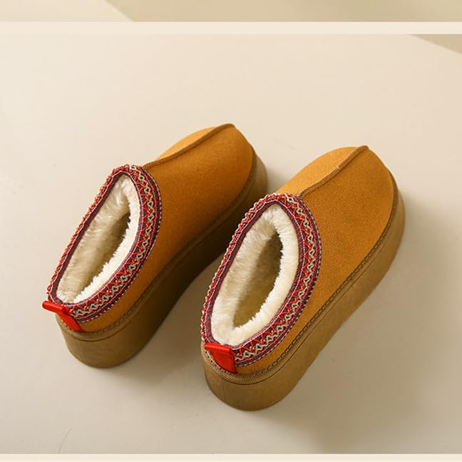 Image of Women's Platform Slippers,Snow Winter Womens Slippers Fluffy House Slippers for Indoor and Outdoor+1 pair of thick socks (Brown, Adult, Women, 8.5, Numeric, US Footwear Size System, Medium)