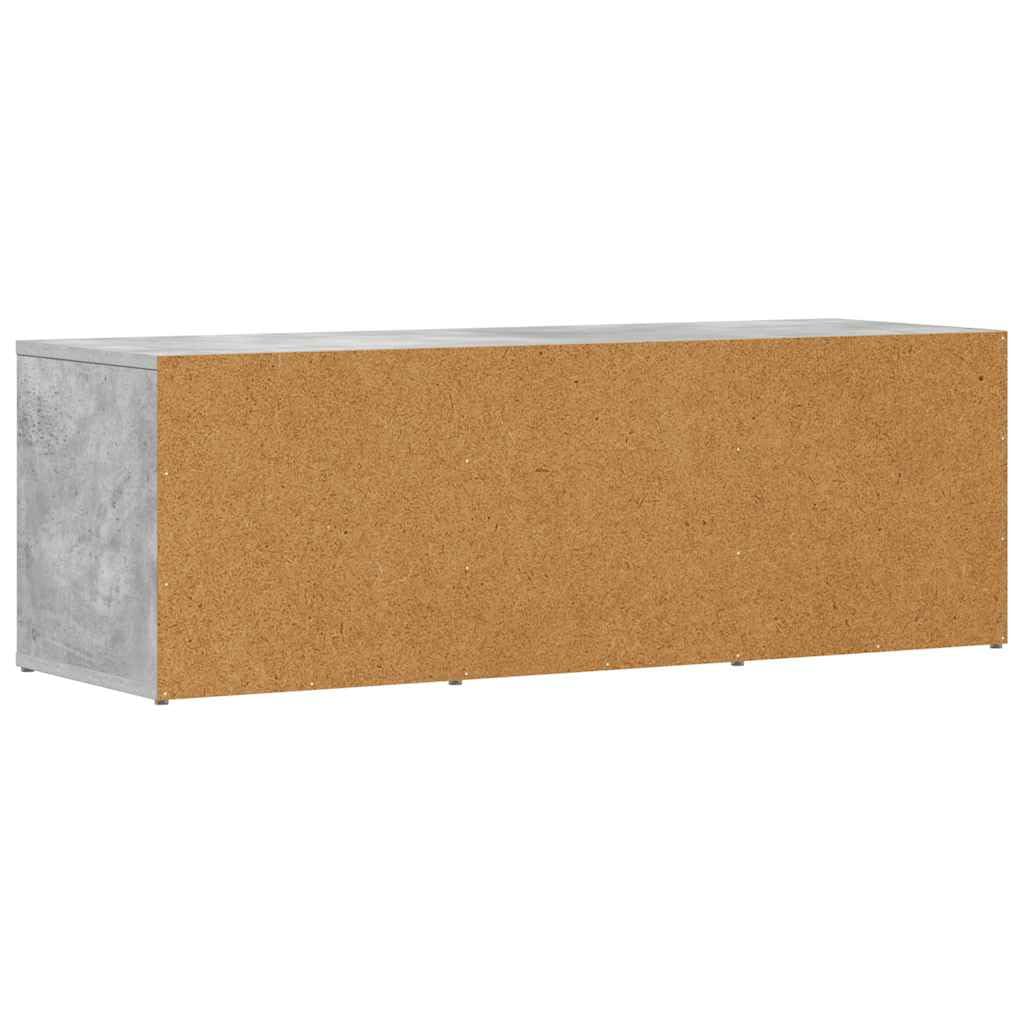 Banc à Chaussures Gris béton en aggloméré 105x35x35 cm avec 4 Compartiments, Meuble de Rangement modulable, Organisateur Pratique pour entrée ou Chambre
