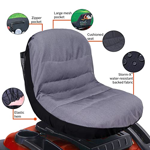 Universal Riding Lawn Mower Seat Cover, Compatible with John Deere, Craftsman, Cub Cadet, Kubota, Waterproof Seat Cover Fits Tractor seat backrests 12.5" - 14" H - Without Armrests - Thumbnail 7