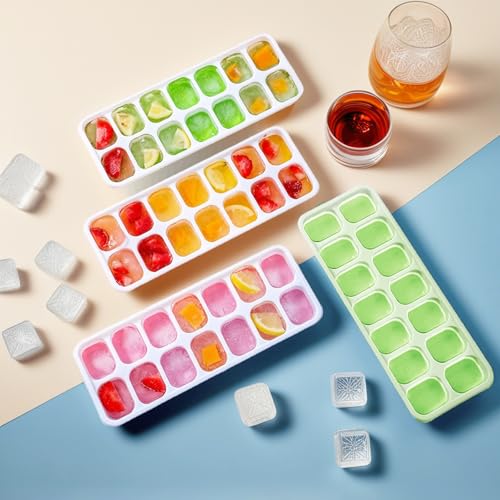 Bandeja para cubitos de hielo de silicona con tapa, pack 4 piezas miniatura 3