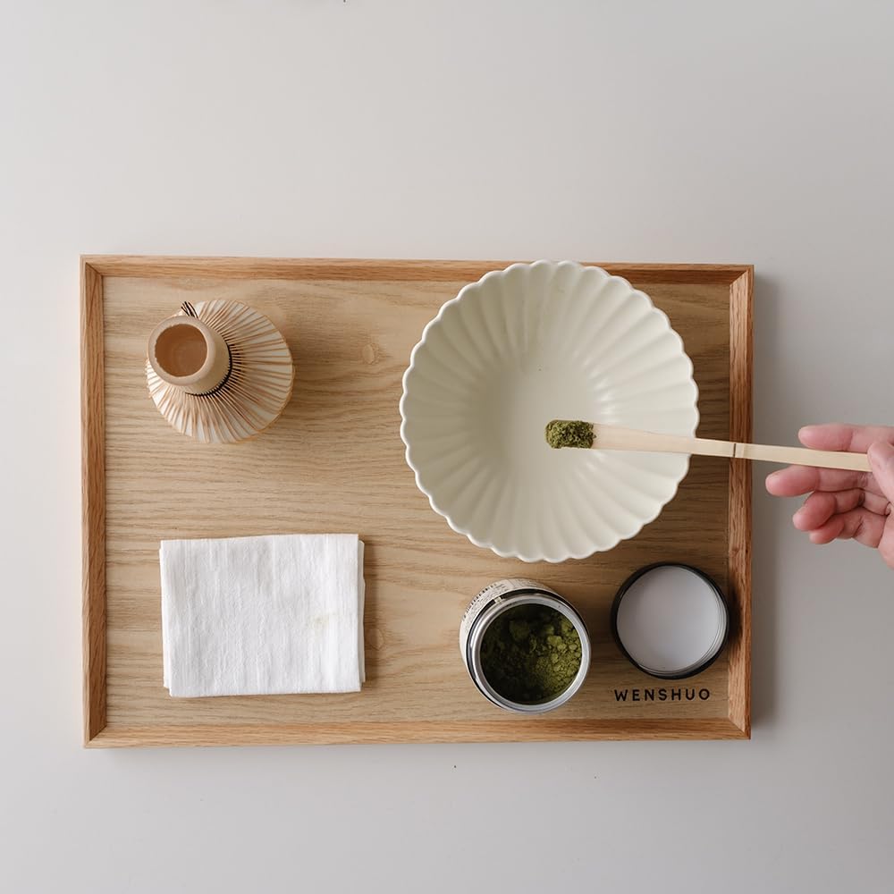 WENSHUO Daisy-Shaped Matcha Set – Floral Ceramic Design Matcha Bowl, Petal Edge, Whisk-Friendly, Gift-Ready, 17oz