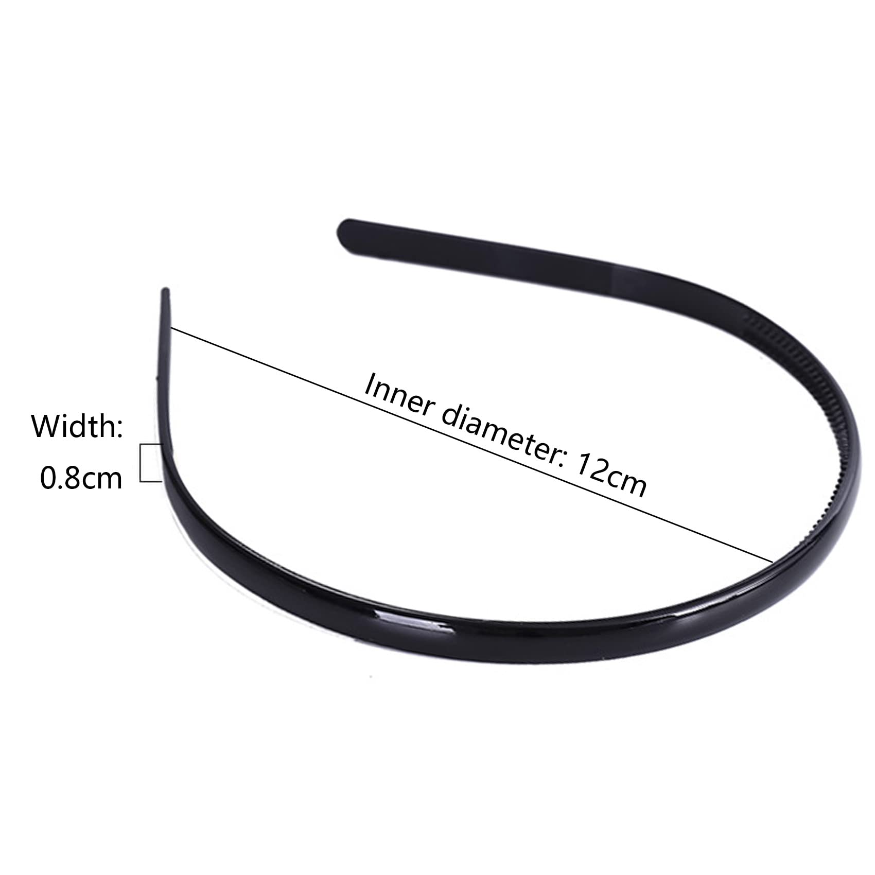 Cerchietti in Plastica Liscia [6 Pezzi], Denti Fasce per Capelli Sottili Cerchietti Fai Da Te, Uomini e Ragazze (8MM, Nero)